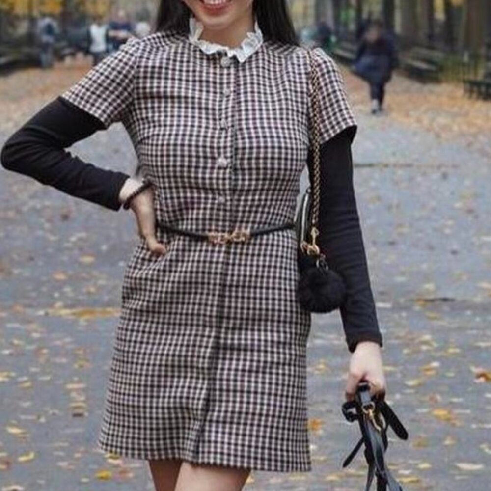 Maje Embellished tweed mini shirt dress